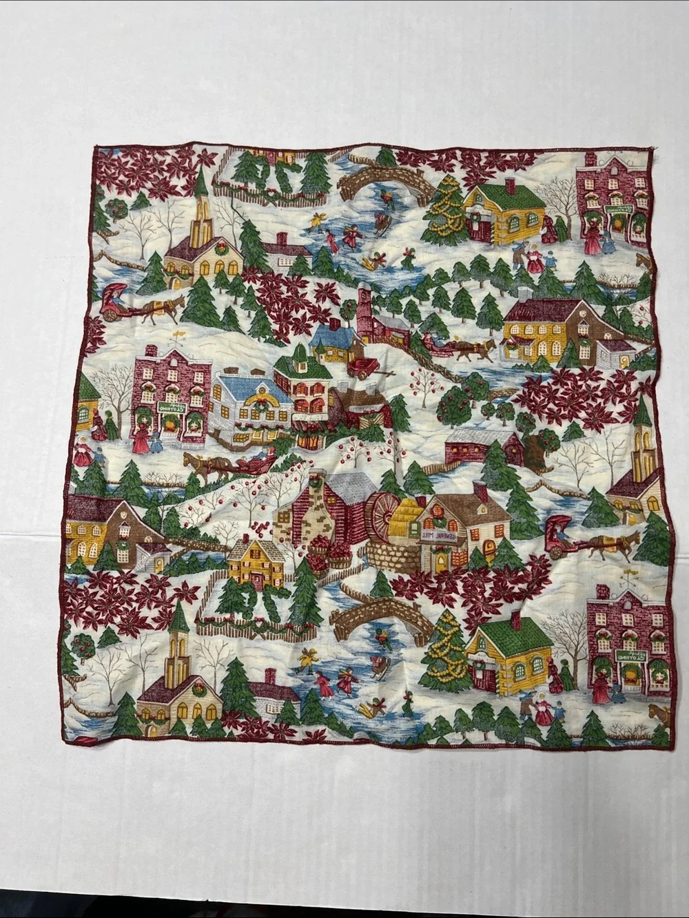 Holiday Village Decorative Fabric Panel - Red/Green